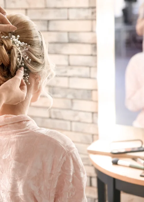 Bruid met bruidskapsel